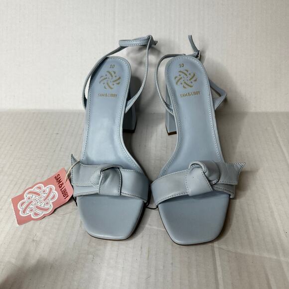 NWT Sam & Libby Size 10 Light Blue Bow Vamp Jordan High Heel Strappy Sandal - Picture 4 of 13